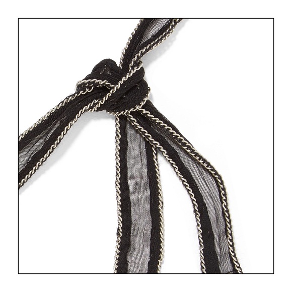 Chan Luu Blue Tasseled Chiffon And Silver Choker - Picture 4 of 5